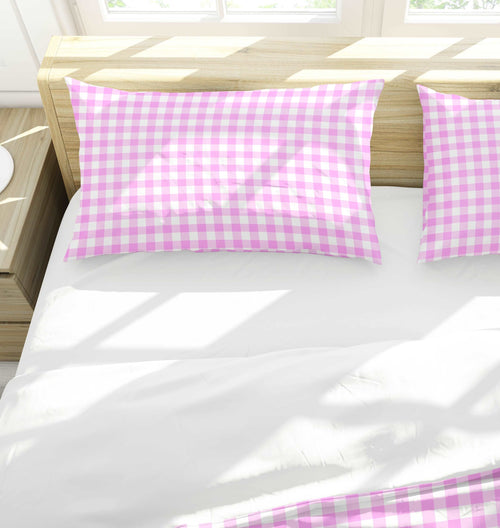 Bed Pillow Sleeves, Pink Plaid (Silk/Cotton)
