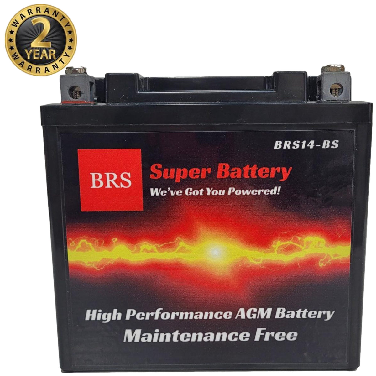 High Performance BRS14-BS 12v Sealed AGM PowerSport 2 Year Warranty