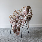 Chocolate Milk & White Check Print Extended Throw