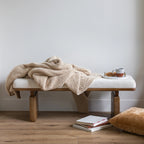 Buffed Beige Solid Double Layered Print Extended Throw