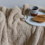 Buffed Beige Solid Double Layered Print Extended Throw