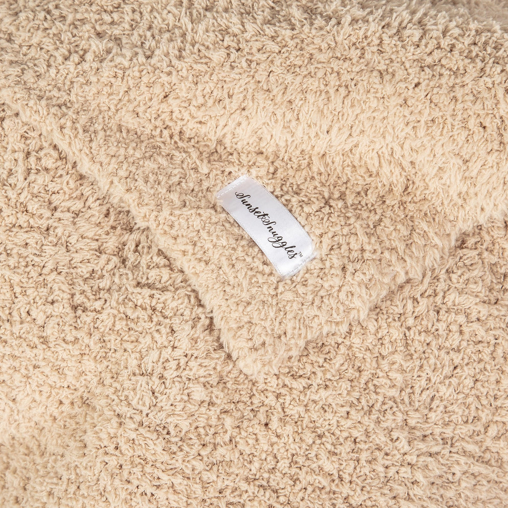 Buffed Beige Solid Double Layered Print Extended Throw