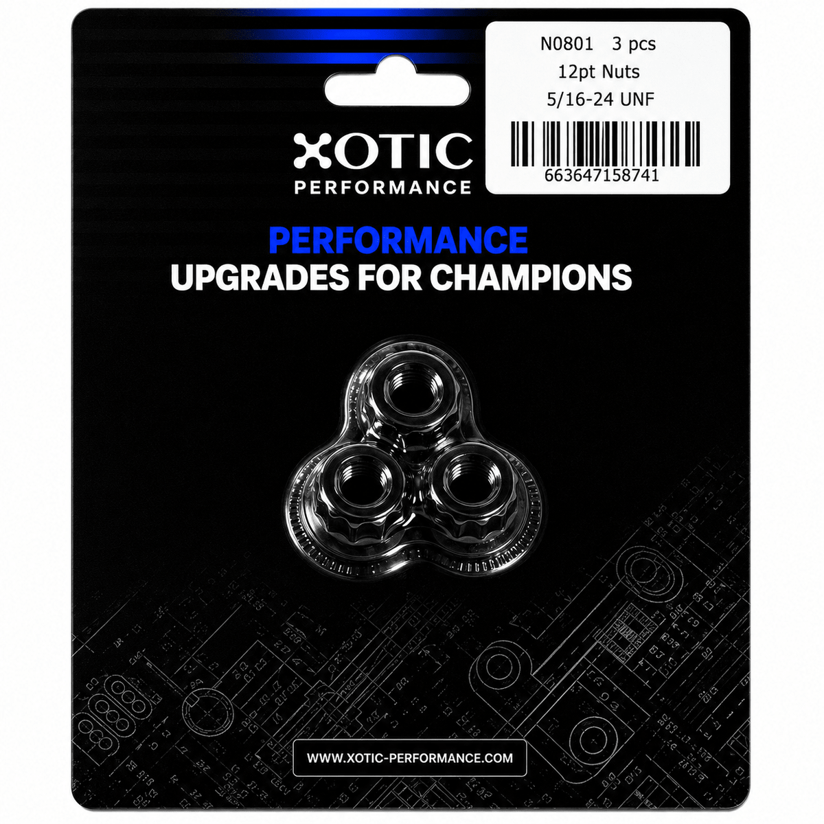 12-Point Nuts 5/16"-24, Socket Size 3/8 in. x 3 pcs