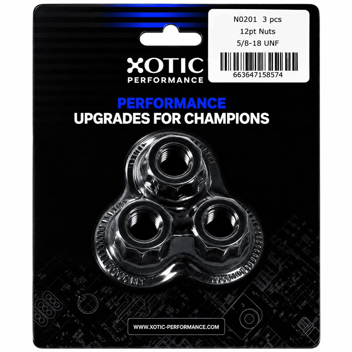 12-Point Nuts 5/8-18", Socket Sizes 27mm x 3 pcs