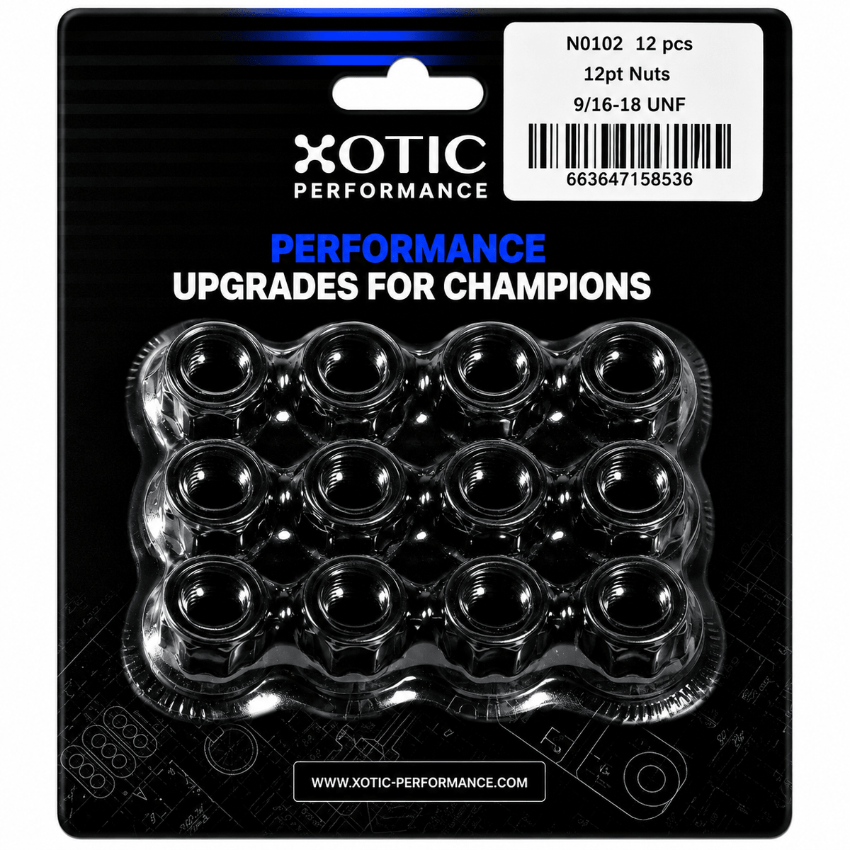 12-Point Nuts 9/16"-18, Socket Size 11/16"