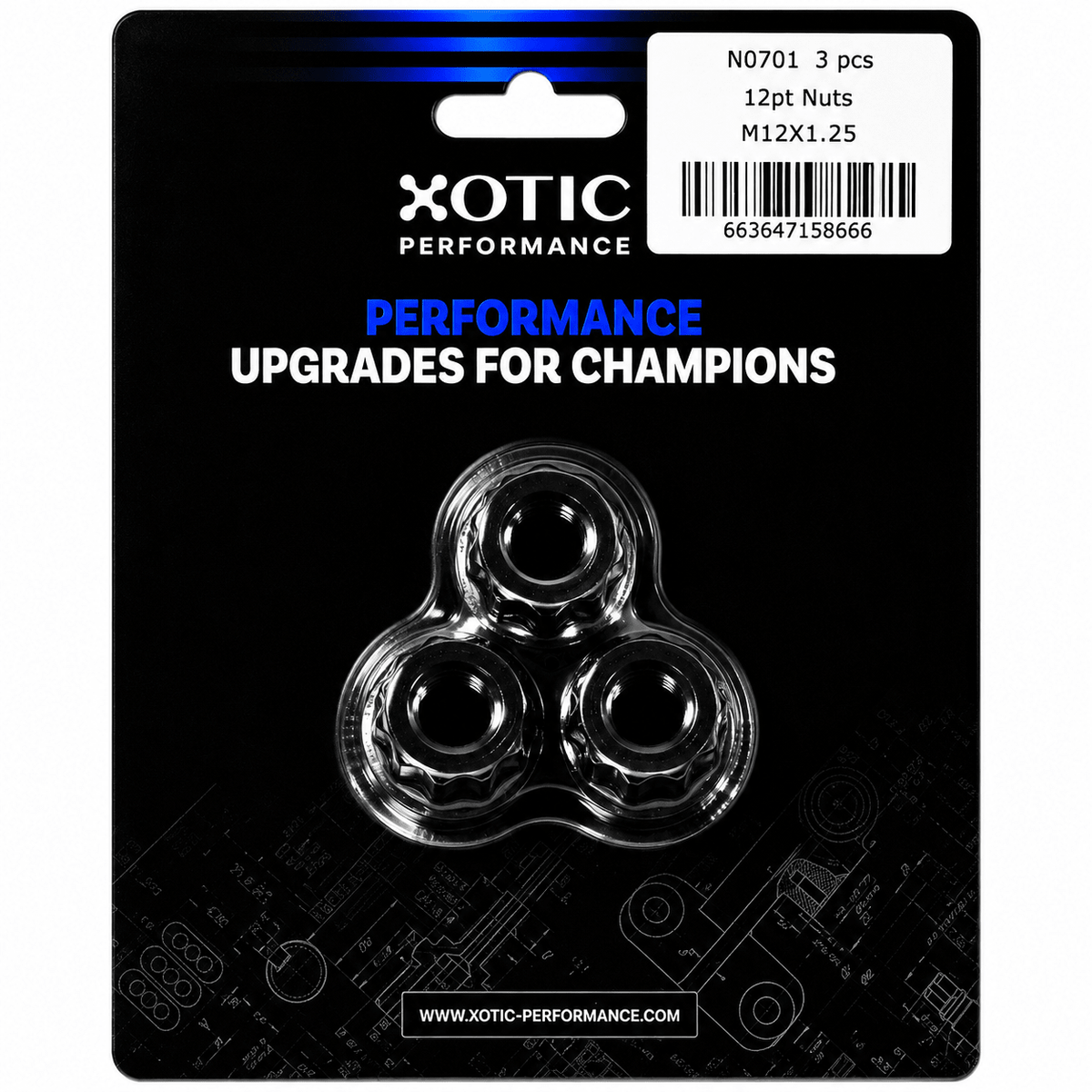 12-Point Nuts M12 x 1.25 Thread, Socket Size 16mm x 3 pcs
