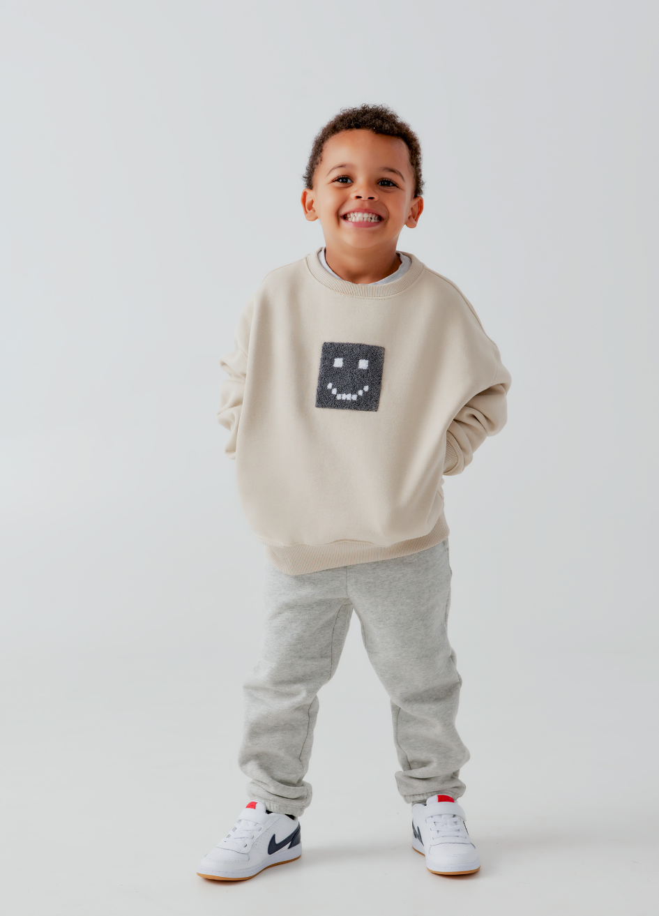 Kids "Pixel" Taupe Sweatshirt