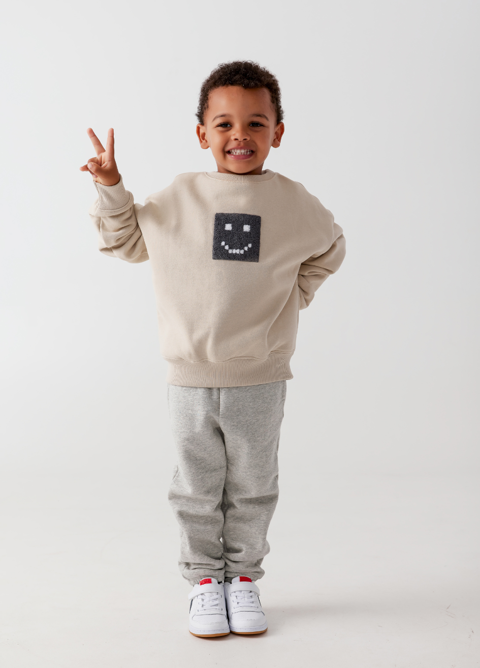 Kids "Pixel" Taupe Sweatshirt