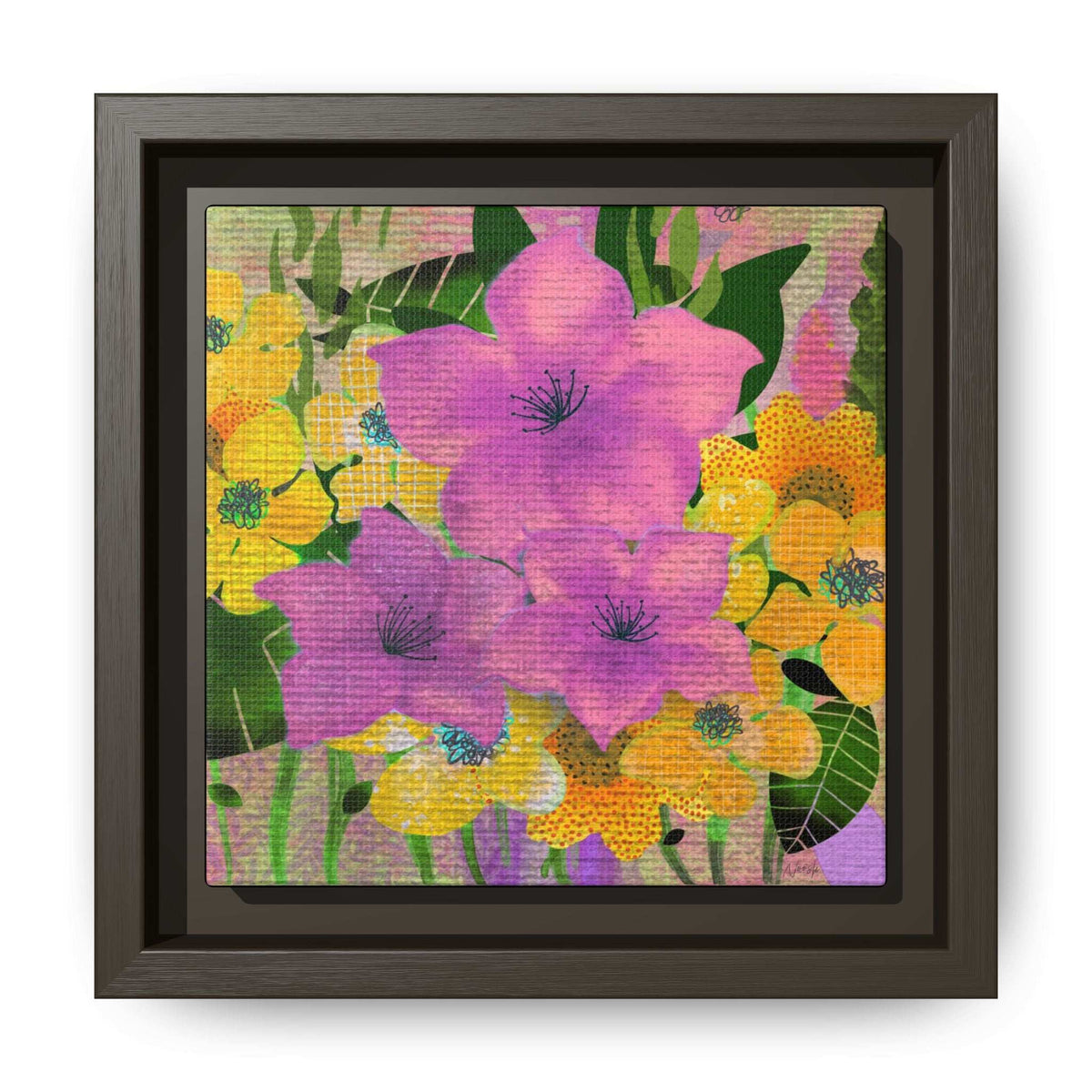 (Wall Decor) Square Matte Canvas Framed (Multi color)