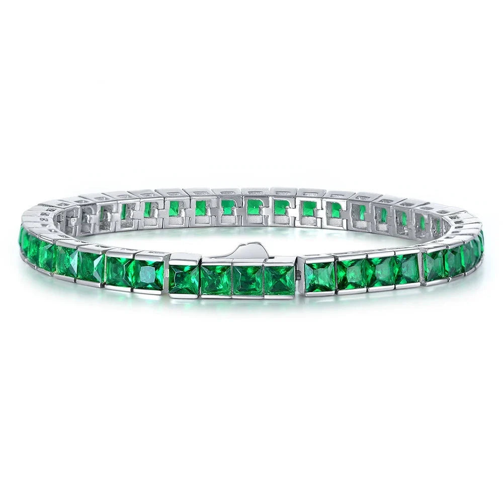 18K Gold-Plated Muzo Green Lab-Grown Emerald & Sapphire Tennis Bracelet in 925 Sterling Silver Ã¢â‚¬â€œ Luxury Jewelry