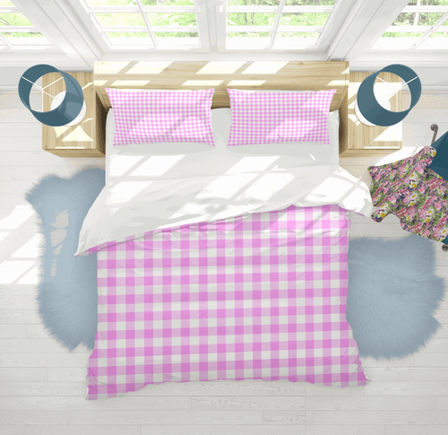 Duvet Cover, Pink Plaid  (Cotton Sateen)