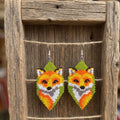 Fox Beaded Earrings (Green)