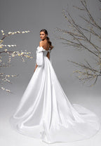 2-in-1 Mermaid Wedding Dress – Sweetheart Neckline, Thigh Slit & Detachable Satin Train, Custom Made
