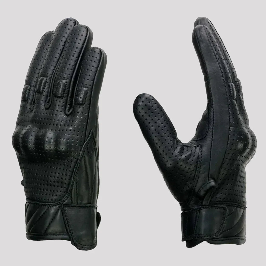 Open Road Men's Perforated Armored Leather Motorcycle Gloves