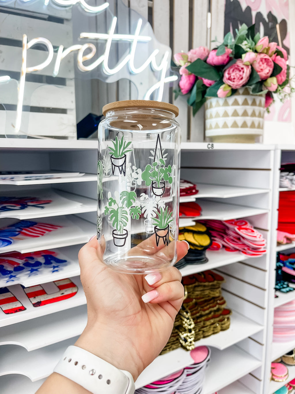 Indoor Plants Iced Coffee Glass