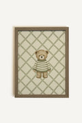 OURSON TRICOT, Oeuvre sur toile rigide, encadré brun chêne (collective)