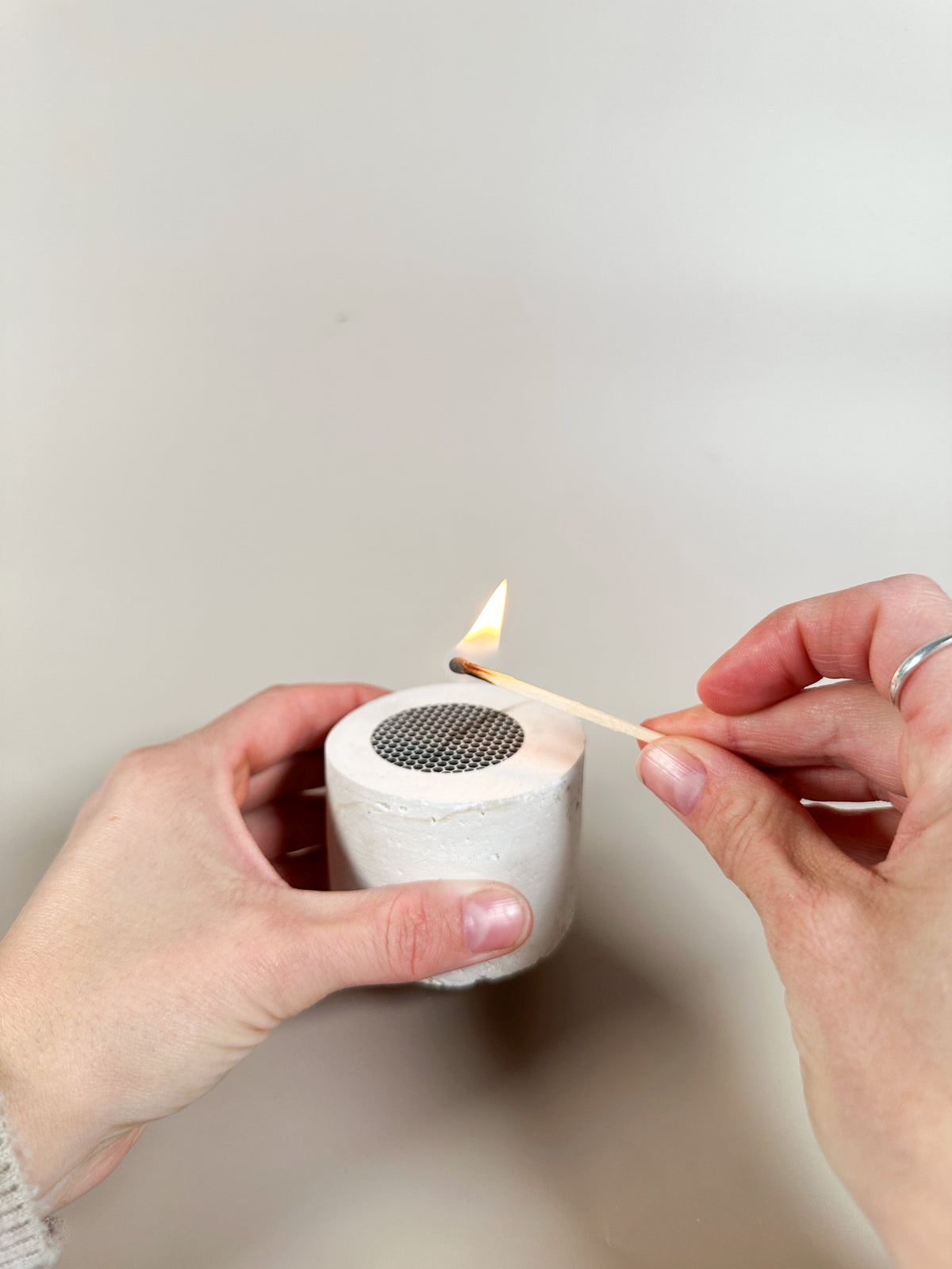 Travertine and Lava Rock Mini Vessel