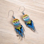 Yellow and Turquoise Southwestern Round Shaped Dangle Earrings