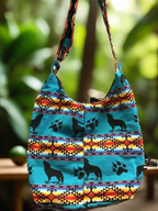 wolf Turquoise and Orange Black Crossbody Bag