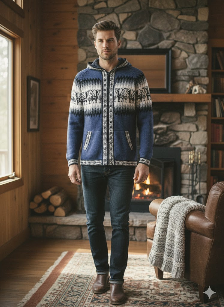Unisex Blue Alpaca Sweater