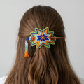 Green Handmade Beaded Star Barrette