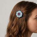 White Beaded Flower Barrette