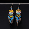 Yellow and Turquoise Southwestern Round Shaped Dangle Earrings