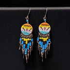 Yellow and Turquoise Southwestern Round Shaped Dangle Earrings