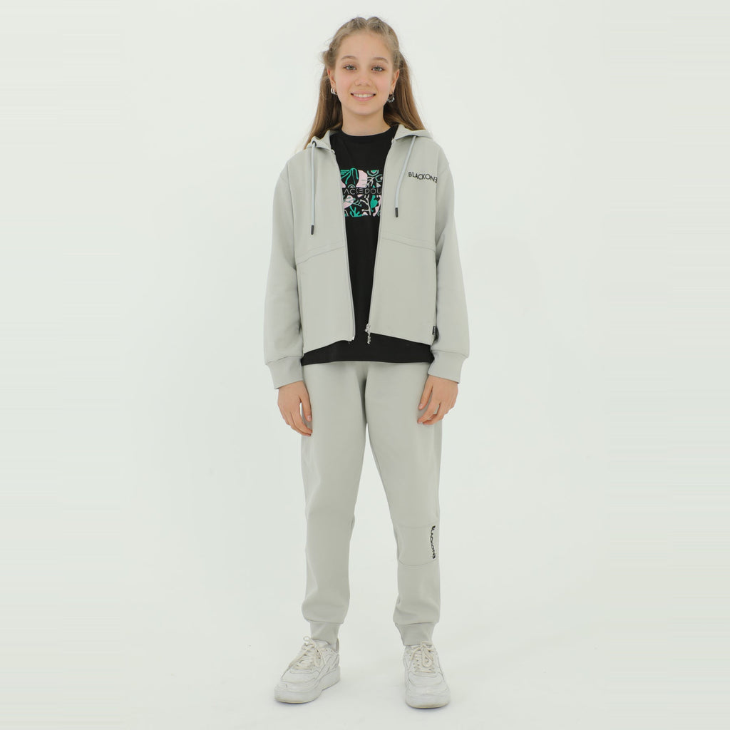 Zip-Up Hoodie Girls Jogger Set