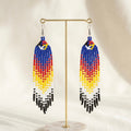 Blue red 4 corners Firebird Spirit Beaded Earrings