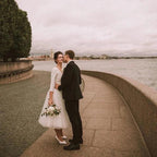 Custom Made Long Sleeve A-Line Short Wedding Dress – White Ivory Satin & Tulle Bridal Gown for Wedding or Party