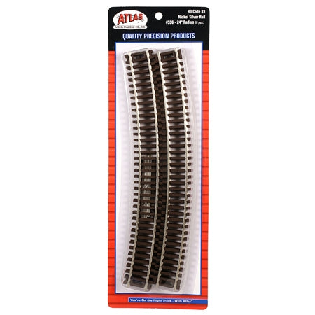 Atlas HO Code 83 24" Radius Curved Snap Track Brown Ties Nickel Silver