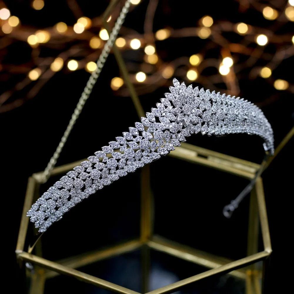 Asnora Crystal Princess Bridal Tiara - Elegant Wedding Hair Accessory for Brides