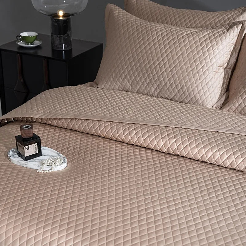 Avignon 3 Pc Light Weight Quilted Comforter Set - Champagne/Dark Grey/Beige/Steel Blue/Burgundy/White/Olive Green/Blush Pink