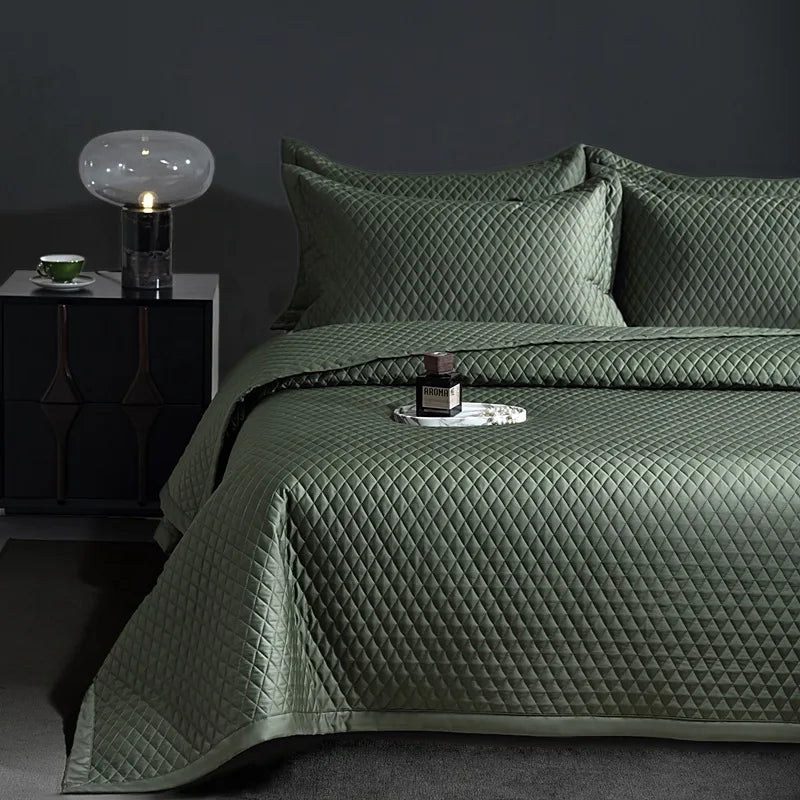Avignon 3 Pc Light Weight Quilted Comforter Set - Champagne/Dark Grey/Beige/Steel Blue/Burgundy/White/Olive Green/Blush Pink