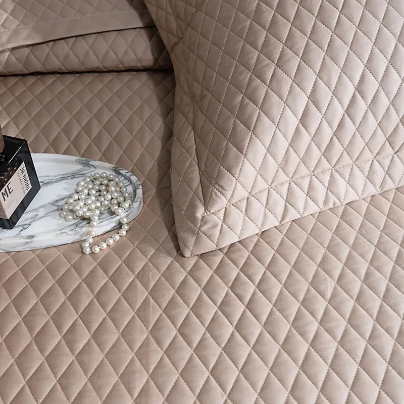 Avignon 3 Pc Light Weight Quilted Comforter Set - Champagne/Dark Grey/Beige/Steel Blue/Burgundy/White/Olive Green/Blush Pink