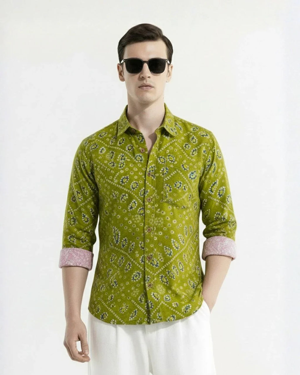 Udaipur Handcrafted Bandhani Tie & Dye Shirt - Green