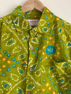 Udaipur Handcrafted Bandhani Tie & Dye Shirt - Green