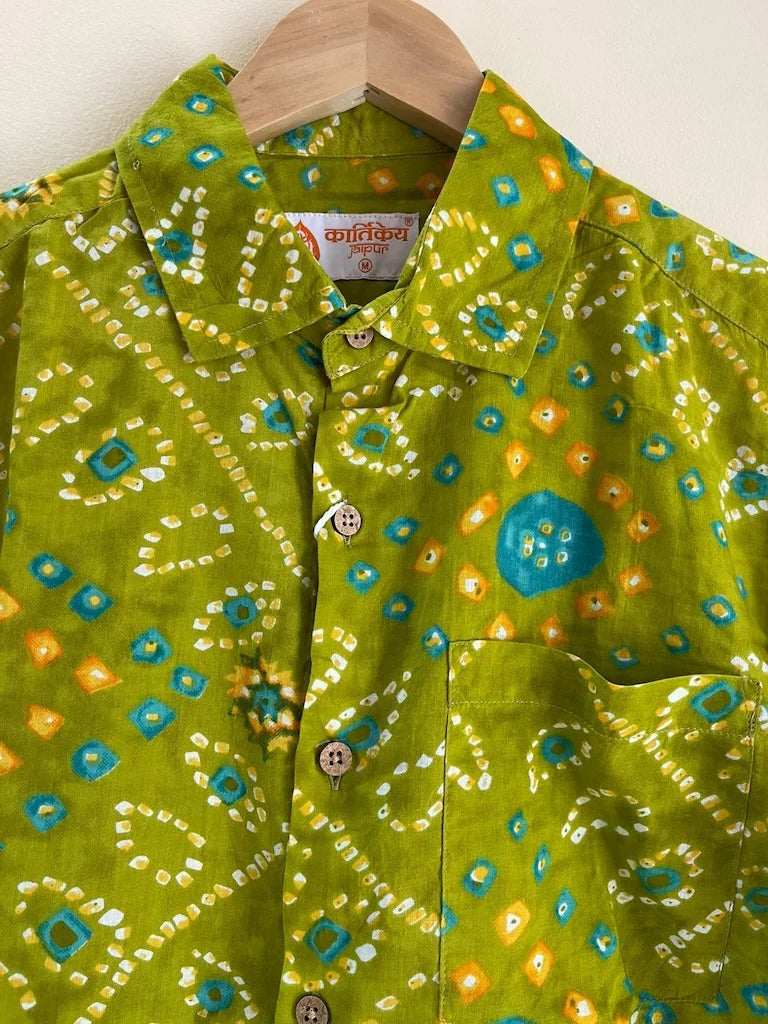Udaipur Handcrafted Bandhani Tie & Dye Shirt - Green