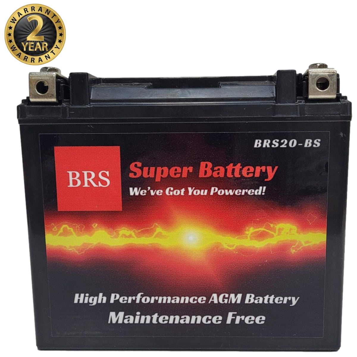 High Performance BRS20-BS 12v Sealed AGM PowerSport 2 Year Warranty