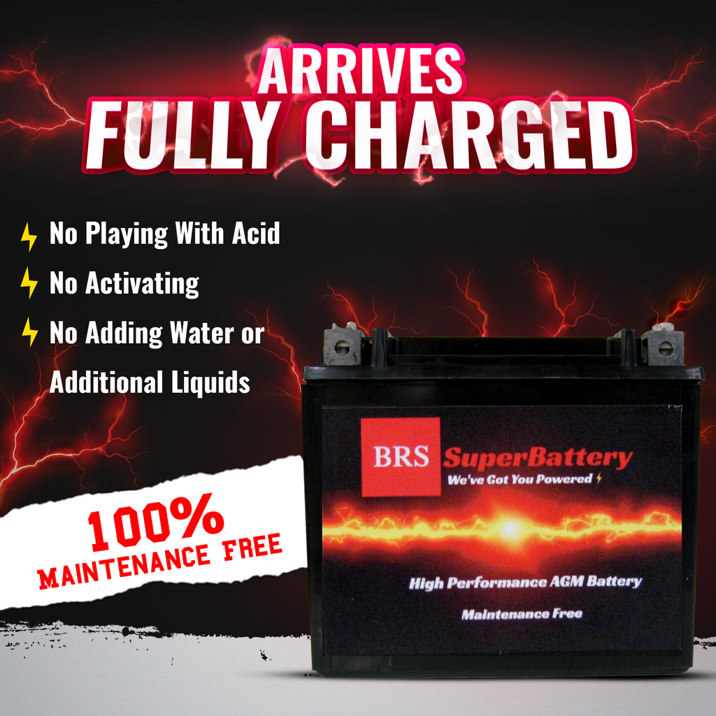 High Performance BRS14AH-BS 2 Year Warranty & Smart Charger / Maintainer Combo Bundle Kit 12v Sealed AGM PowerSports Battery