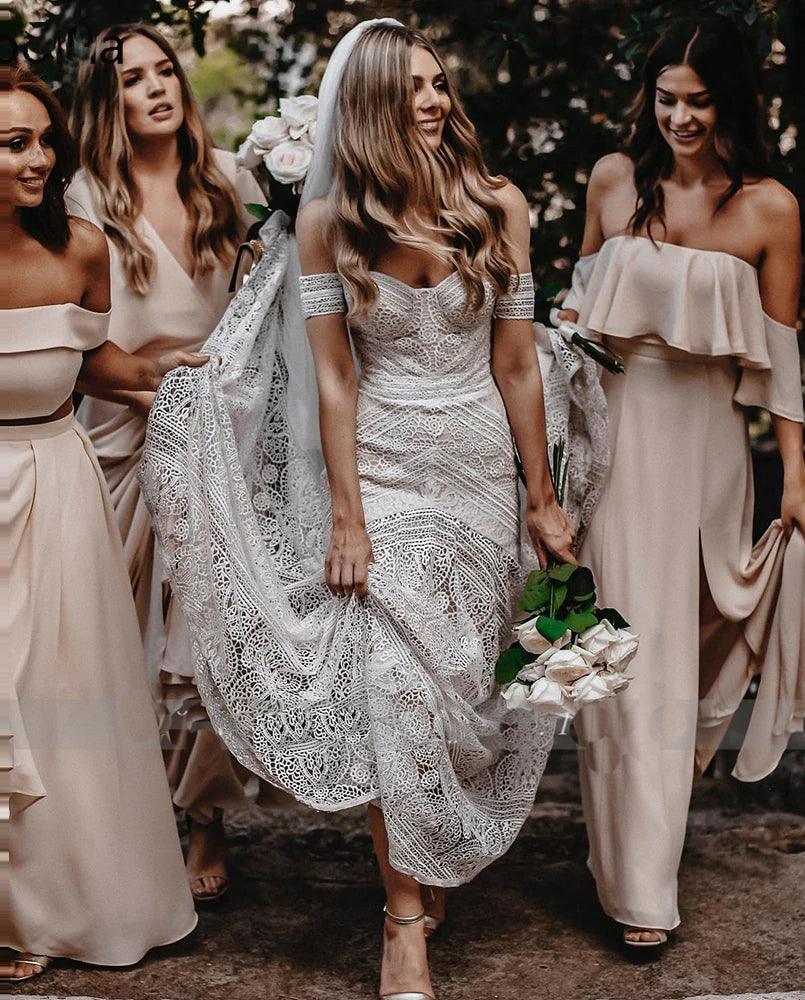 Boho Beach Mermaid Lace Wedding Dress – Chic Fit, Custom Made