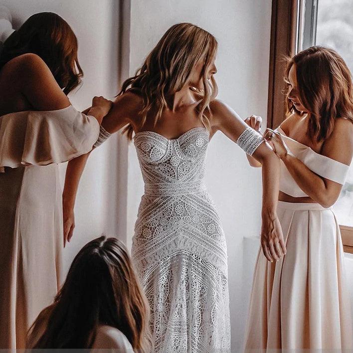 Boho Beach Mermaid Lace Wedding Dress – Chic Fit, Custom Made