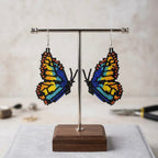 Blue Beaded Butterfly Wing Earrings