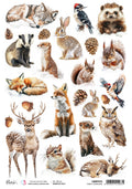 Rice Paper A4 Forest Companions - 5 Sheets