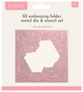 Crafters Companion 5.5” X 5.5” 3D Embossing Folder, Metal Die and Stencil Set - Alluring Anemones