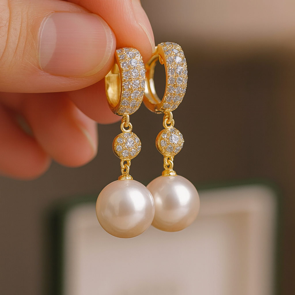AAA10-11mm 11-12mm Natural South Sea Round White Pearl Earrings 925s Exquisite Earrings