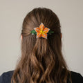Orange Ember Bloom Beaded Hair Barrette