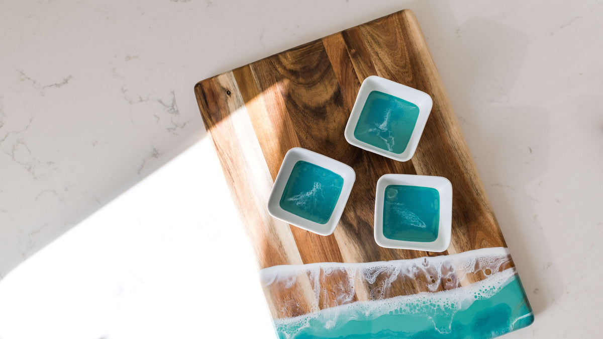Resin Accented Ceramic Dipping Bowls (sets of 3)