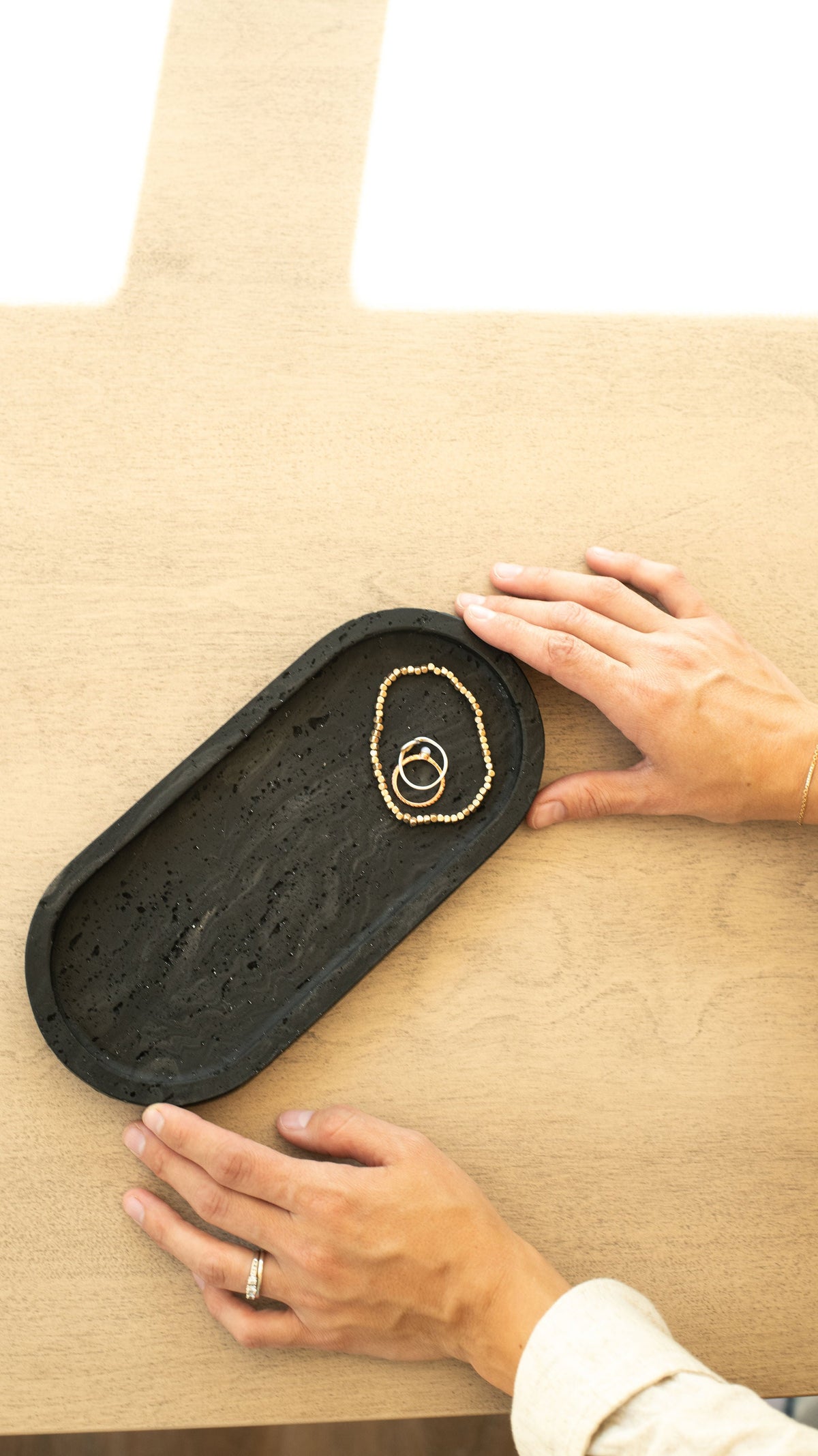Travertine and Lava Rock Oval Trays
